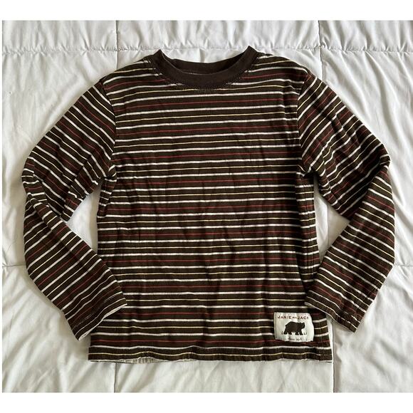 Janie & Jack Reversible Long Sleeve Shirt Stripes Forest Applique - Picture 1 of 5